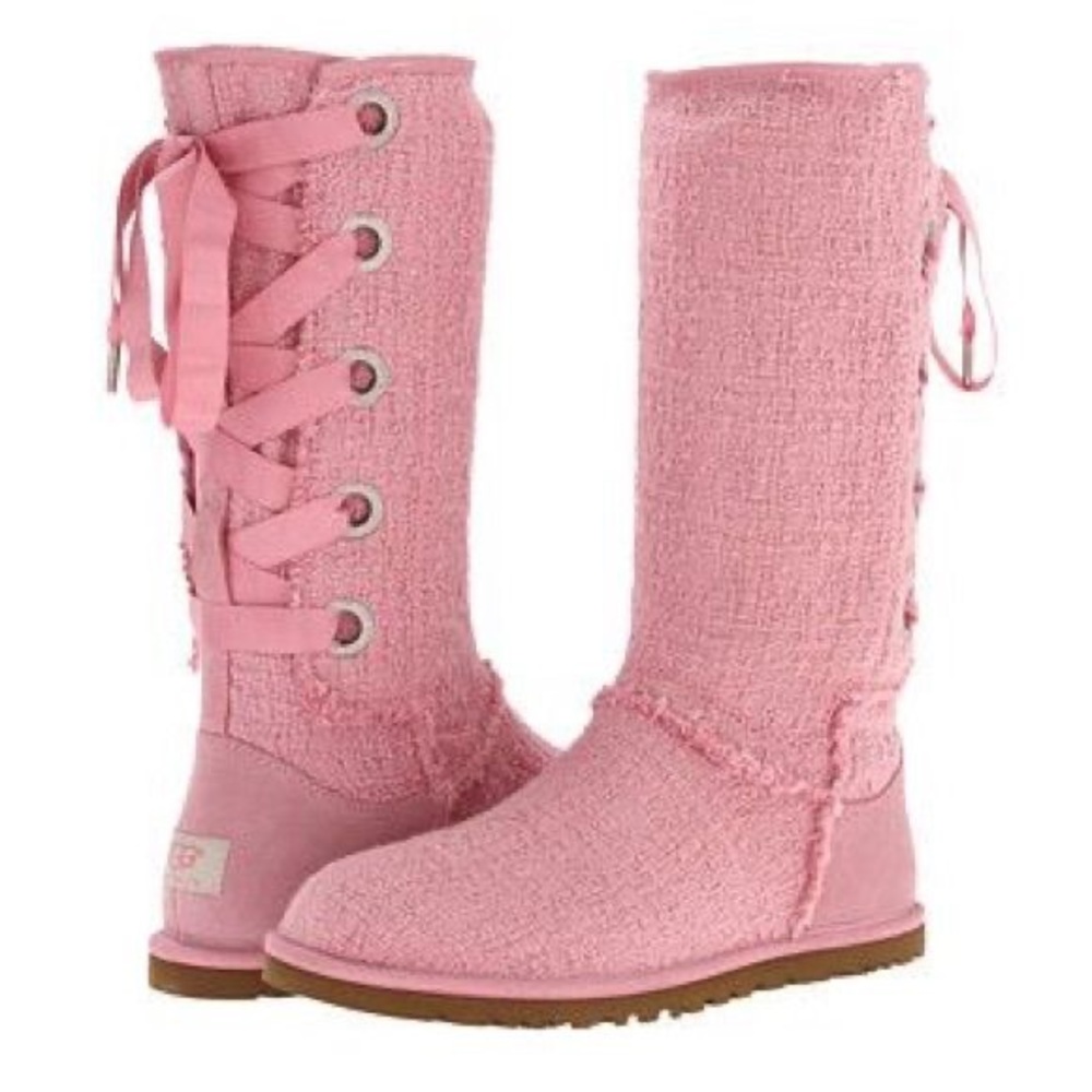Like new pink lace up Ugg’s